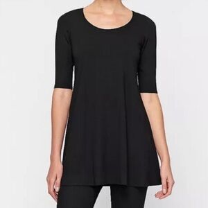 EILEEN FISHER Black Viscose Spandex Scoopneck Dress Tunic